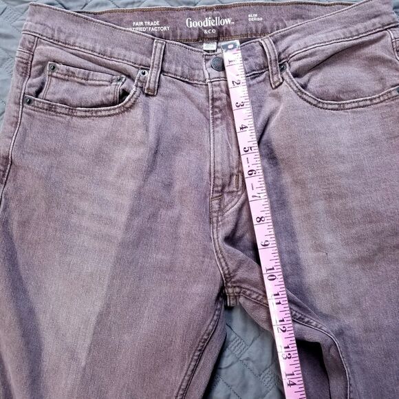 Goodfellow & Co Jeans Mens Size 34x32 Brown Slim Straight Dark Wash Denim - Picture 9 of 12